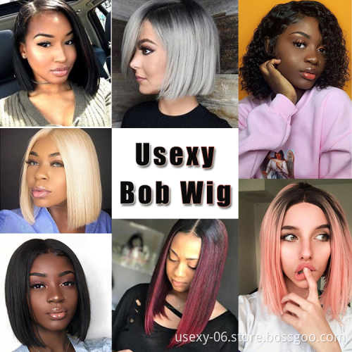 Usexy Wholesale Lace Wig Vendors Brazilian Raw Virgin Human Hair Lace Front Short Bob Wigs For Black Women